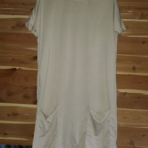 Cream Mini Dress with Crew Neck/free W Purchase